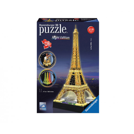 3D Светещ пъзел Айфеловата кула Париж Ravensburger 11064 