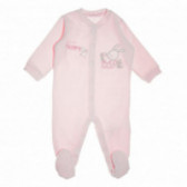 Плюшен гащеризон с дълъг ръкав за бебе за момиче розов Chicco 110668 
