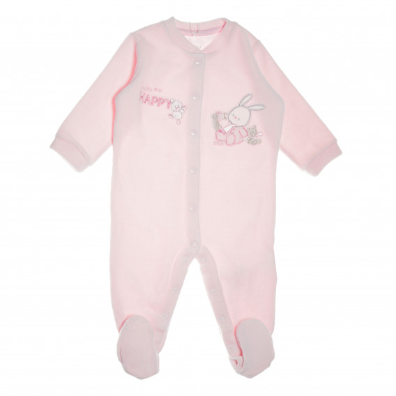 Плюшен гащеризон с дълъг ръкав за бебе за момиче розов Chicco 110760 7