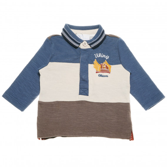 Памучна блуза с яка за бебе за момче многоцветно райе Chicco 110941 