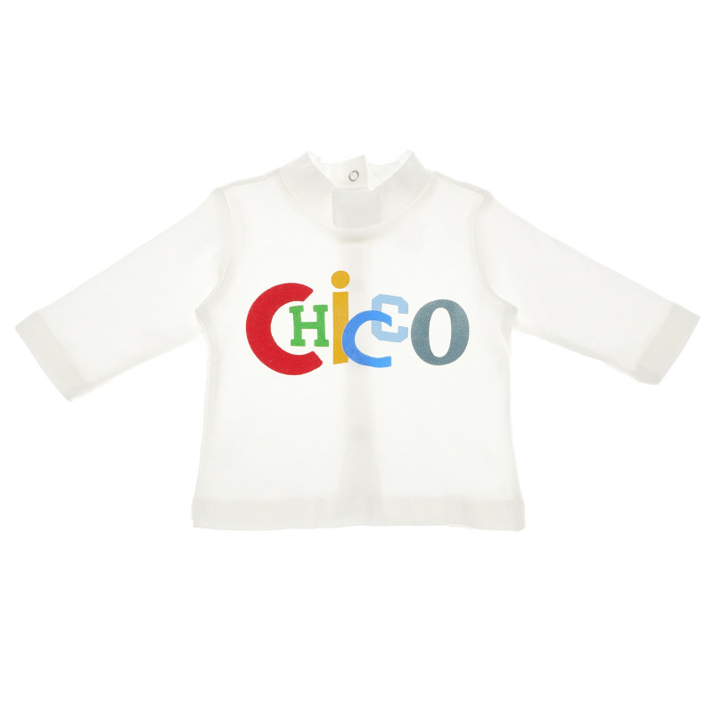 Памучна блуза с принт за бебе бяла  111004