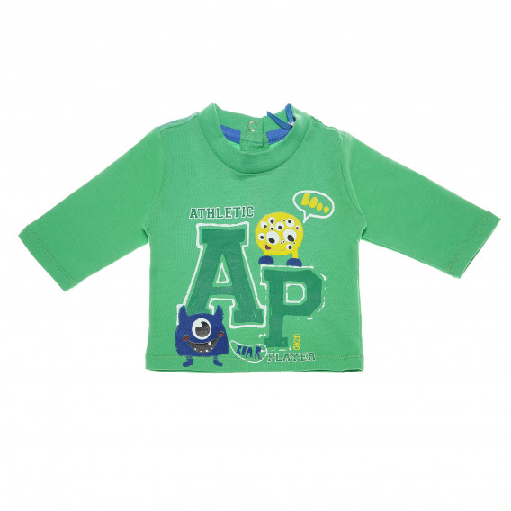 Памучна блуза с принт за бебе за момче зелена Chicco 111013 