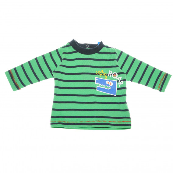 Блуза с принт за бебе за момче зелено-синьо пайе Chicco 111020 