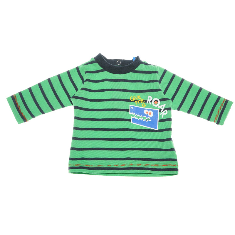 Блуза с принт за бебе за момче зелено-синьо пайе  111020