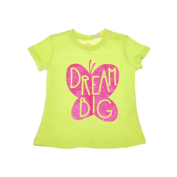 Памучна блуза с къс ръкав за бебе за момиче светло зелена Chicco 111051 