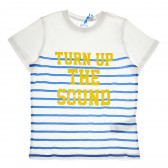 Памучна тениска с принт за момче синьо-райе Chicco 111066 