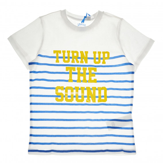 Памучна тениска с принт за момче синьо-райе Chicco 111066 