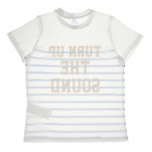 Памучна тениска с принт за момче синьо-райе Chicco 111067 2