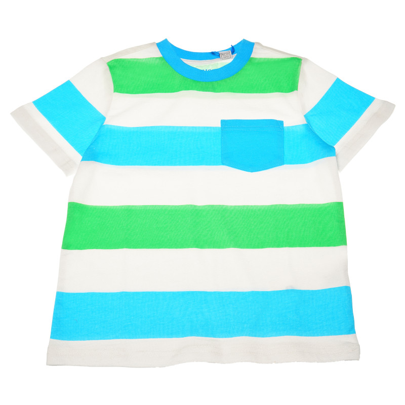 Памучна тениска с джоб за момче райе  111076