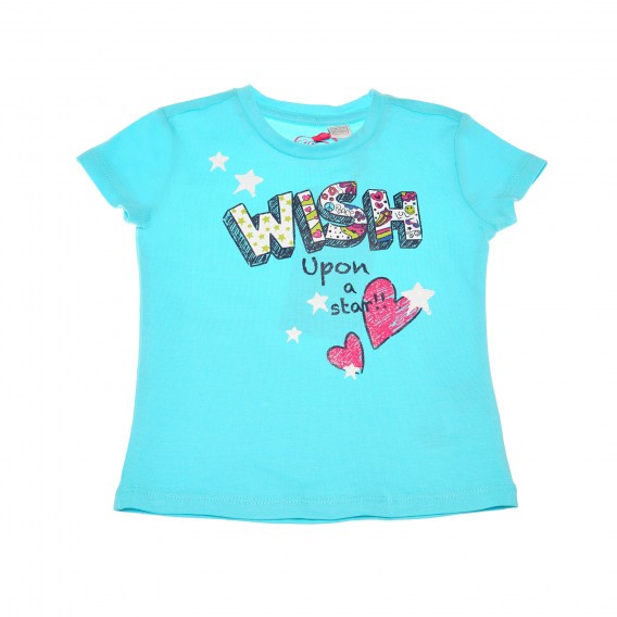 Памучна тениска за бебе с принт синя Chicco 111129 