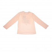 Памучна блуза с дълъг ръкав и принт за момиче прасковен цвят Chicco 111155 2