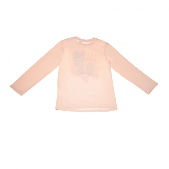 Памучна блуза с дълъг ръкав и принт за момиче прасковен цвят Chicco 111155 2