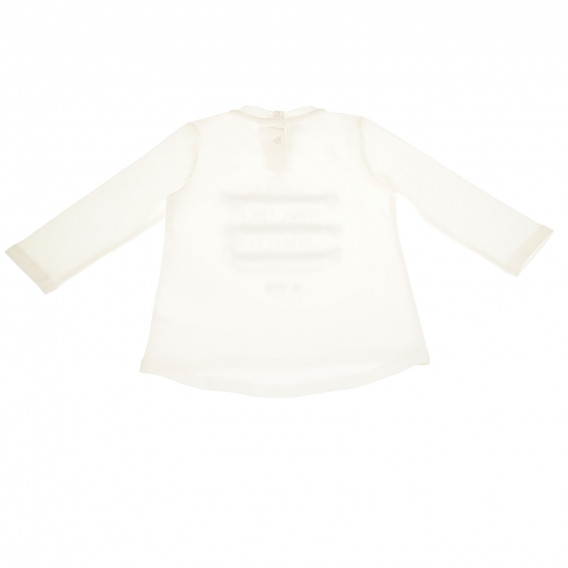 Памучна блуза с дълъг ръкав с бродерии за момиче екрю Chicco 111237 2
