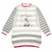 Плетен дълъг пуловер за момиче сиво и екрю Chicco 111451 