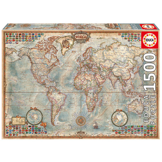 Детски пъзел Политическа карта на света 1500 части Educa 11246 