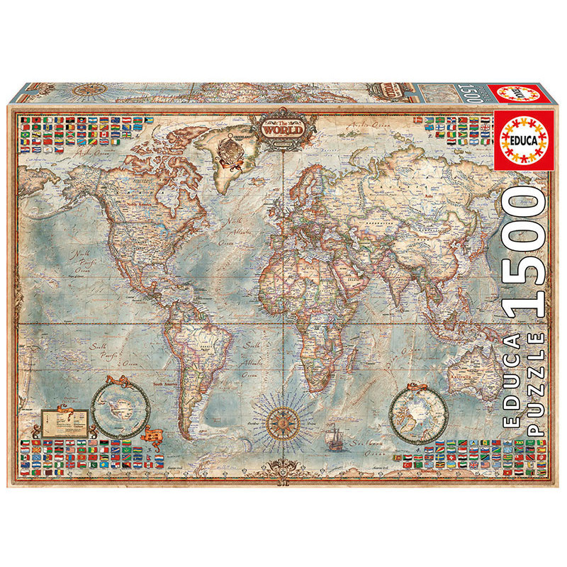 Детски пъзел Политическа карта на света 1500 части  11246
