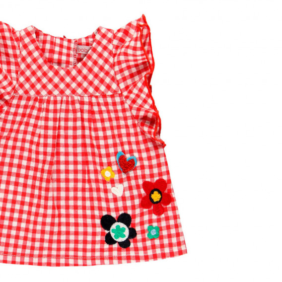 Памучна карирана рокля за бебе за момиче червена Boboli 112696 3