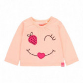 Памучна блуза с апликация за бебе за момиче розова Boboli 112711 