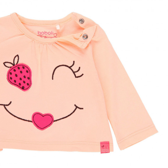 Памучна блуза с апликация за бебе за момиче розова Boboli 112713 3