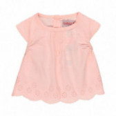 Памучна ефирна тениска за бебе за момиче розова Boboli 112727 