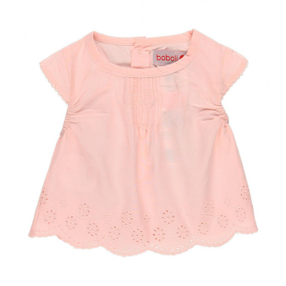 Памучна ефирна тениска за бебе за момиче розова Boboli 112727 