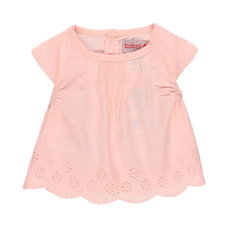 Памучна ефирна тениска за бебе за момиче розова  112727