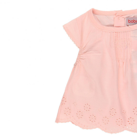 Памучна ефирна тениска за бебе за момиче розова Boboli 112729 3
