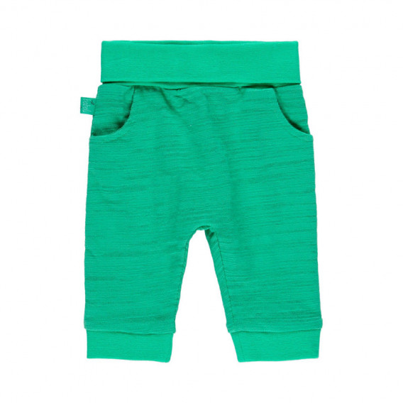 Памучен панталон с широк ластик на талията за бебе за момче зелен Boboli 112740 