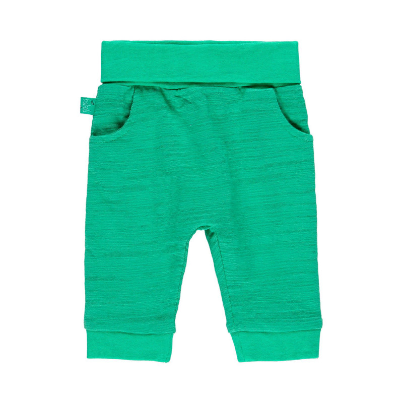 Памучен панталон с широк ластик на талията за бебе за момче зелен  112740