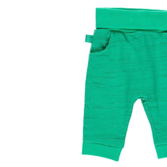 Памучен панталон с широк ластик на талията за бебе за момче зелен Boboli 112742 3