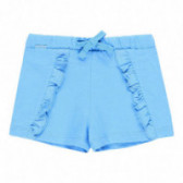 Памучни къси панталони с къдрички за момиче сини Boboli 112816 