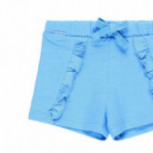 Памучни къси панталони с къдрички за момиче сини Boboli 112818 3