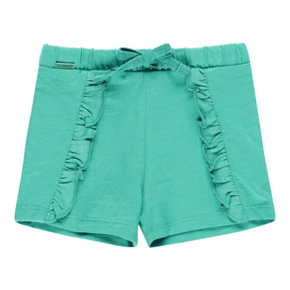 Памучни къси панталони с къдрички за момиче зелени Boboli 112819 
