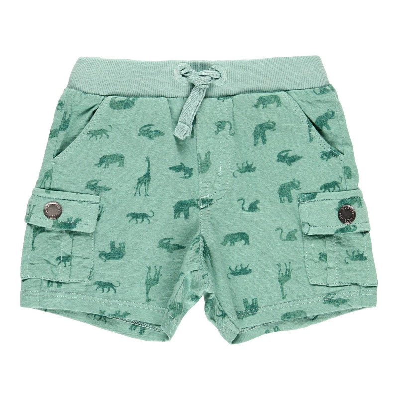 Къси панталони с животински принт за бебе за момче зелени  112837