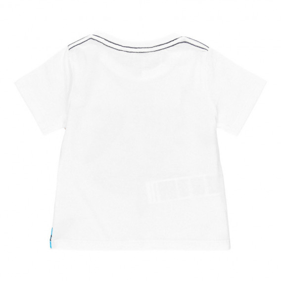 Памучна тениска с щампа на сърфове за бебе момче, бяла Boboli 112844 2
