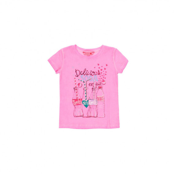Тениска с щампа за момиче розова Boboli 112895 