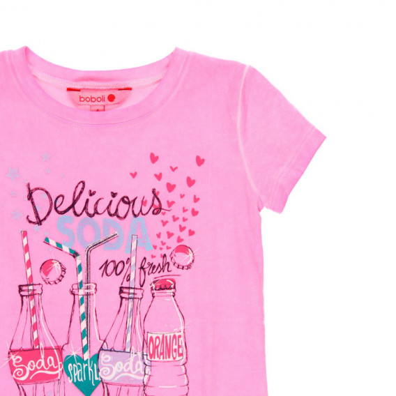 Тениска с щампа за момиче розова Boboli 112897 3
