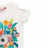 Тениска с флорална щампа за момиче бяла Boboli 112929 5