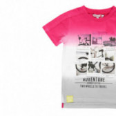 Памучна тениска с щампа в преливащи цветове Boboli 112978 3
