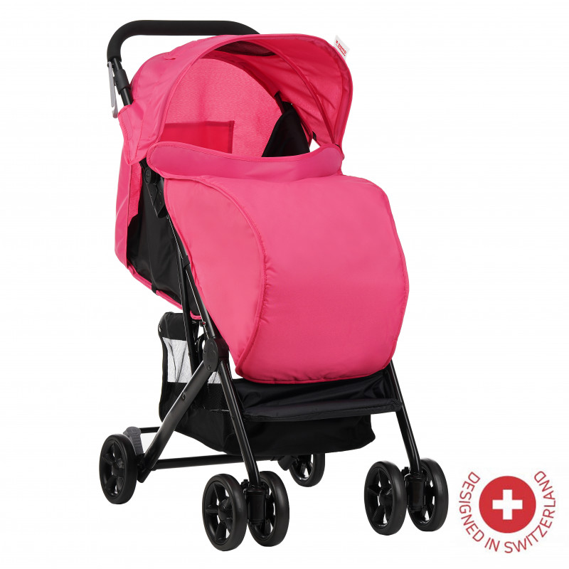 Бебешка количка Jasmin - компактна, лесно сгъваема с покривало за крачета, розова  113567