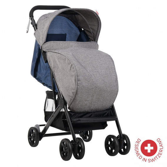 Бебешка количка Jasmin - компактна, лесно сгъваема с покривало за крачета, синя ZIZITO 113568 