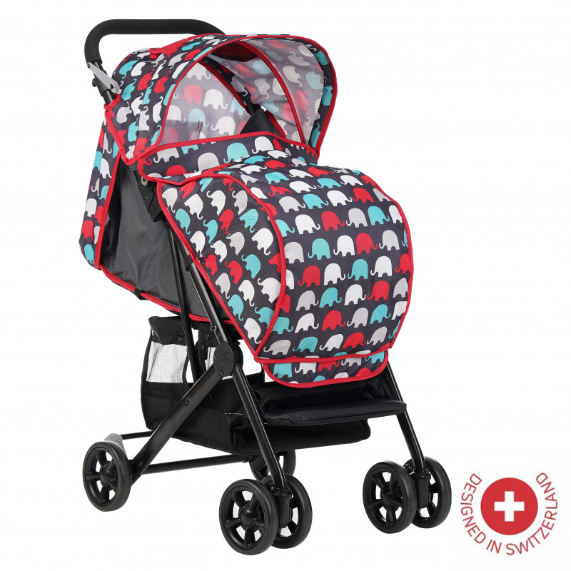 Бебешка количка Jasmin - компактна, лесно сгъваема с покривало за крачета, червена  113569