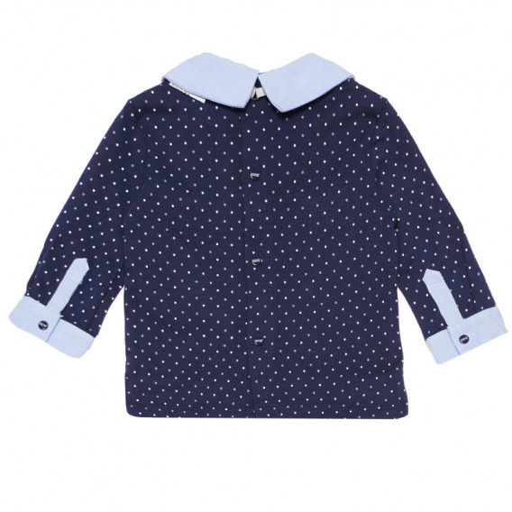 Памучна блуза с яка за бебе за момче синя Idexe 113579 4