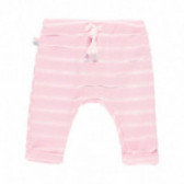 Памучен панталон за бебе в бяло розово райе Boboli 113674 