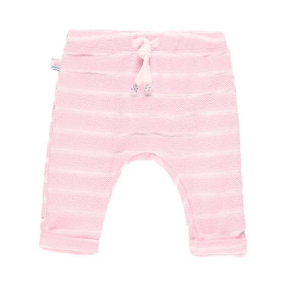 Памучен панталон за бебе в бяло розово райе Boboli 113674 