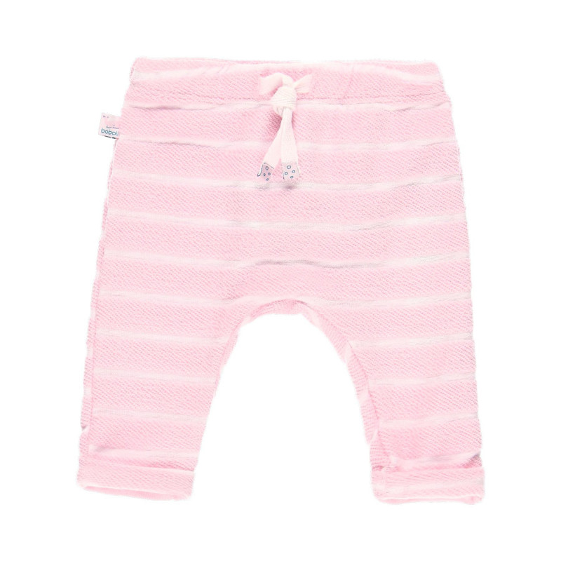 Памучен панталон за бебе в бяло розово райе  113674