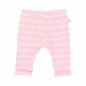 Памучен панталон за бебе в бяло розово райе Boboli 113675 2