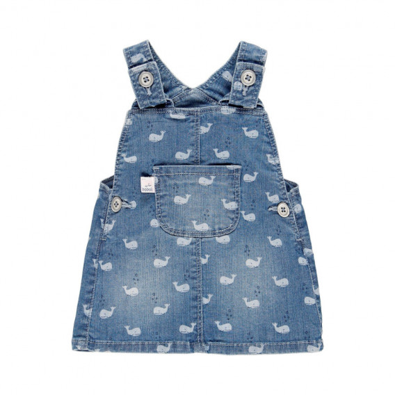 Памучна дънкова рокля за бебе за момиче синя Boboli 113687 