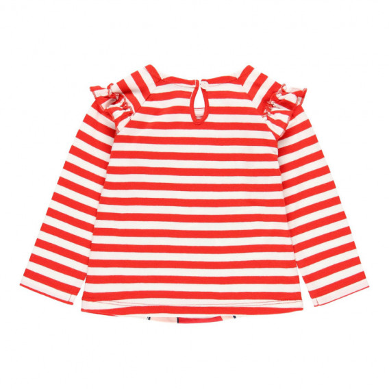Раирана блуза с къдрички за момиче червена Boboli 113709 2