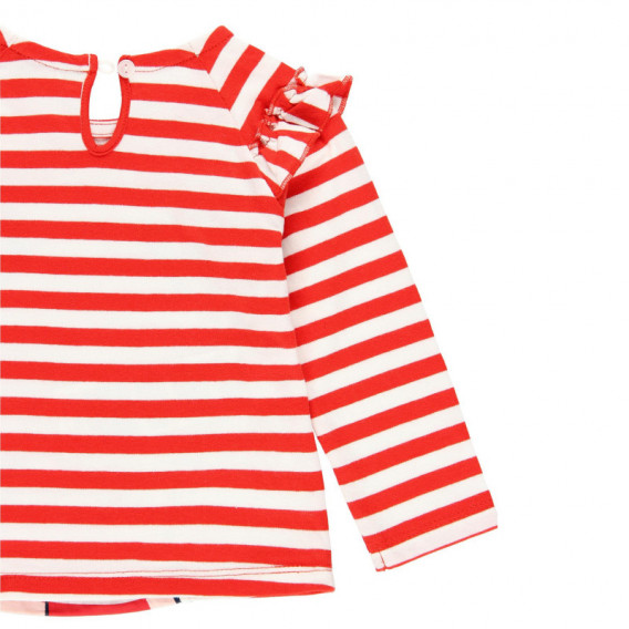 Раирана блуза с къдрички за момиче червена Boboli 113711 4